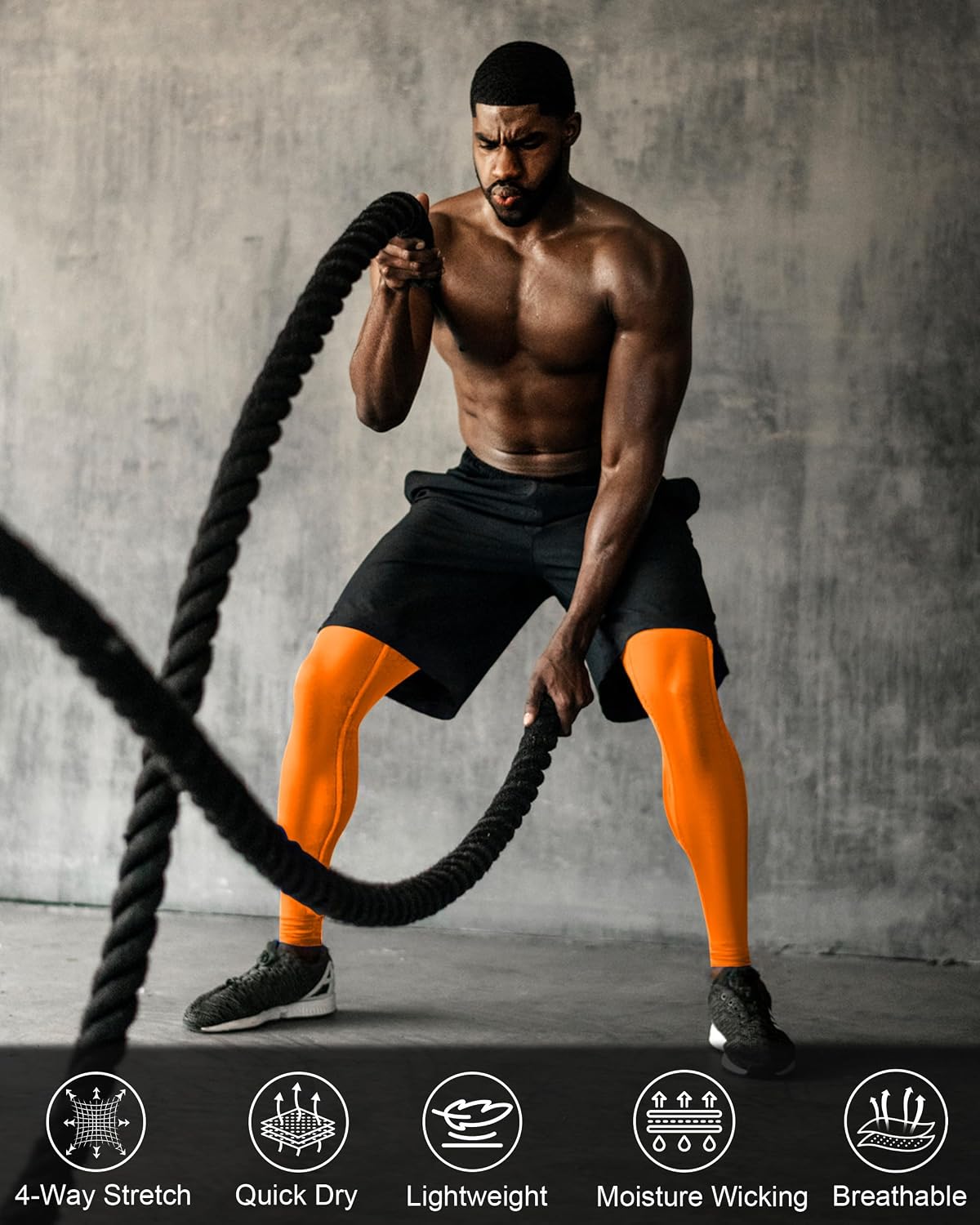 Roadbox 3 Pack Compression Pants Men, Performance Running Workout Leggings