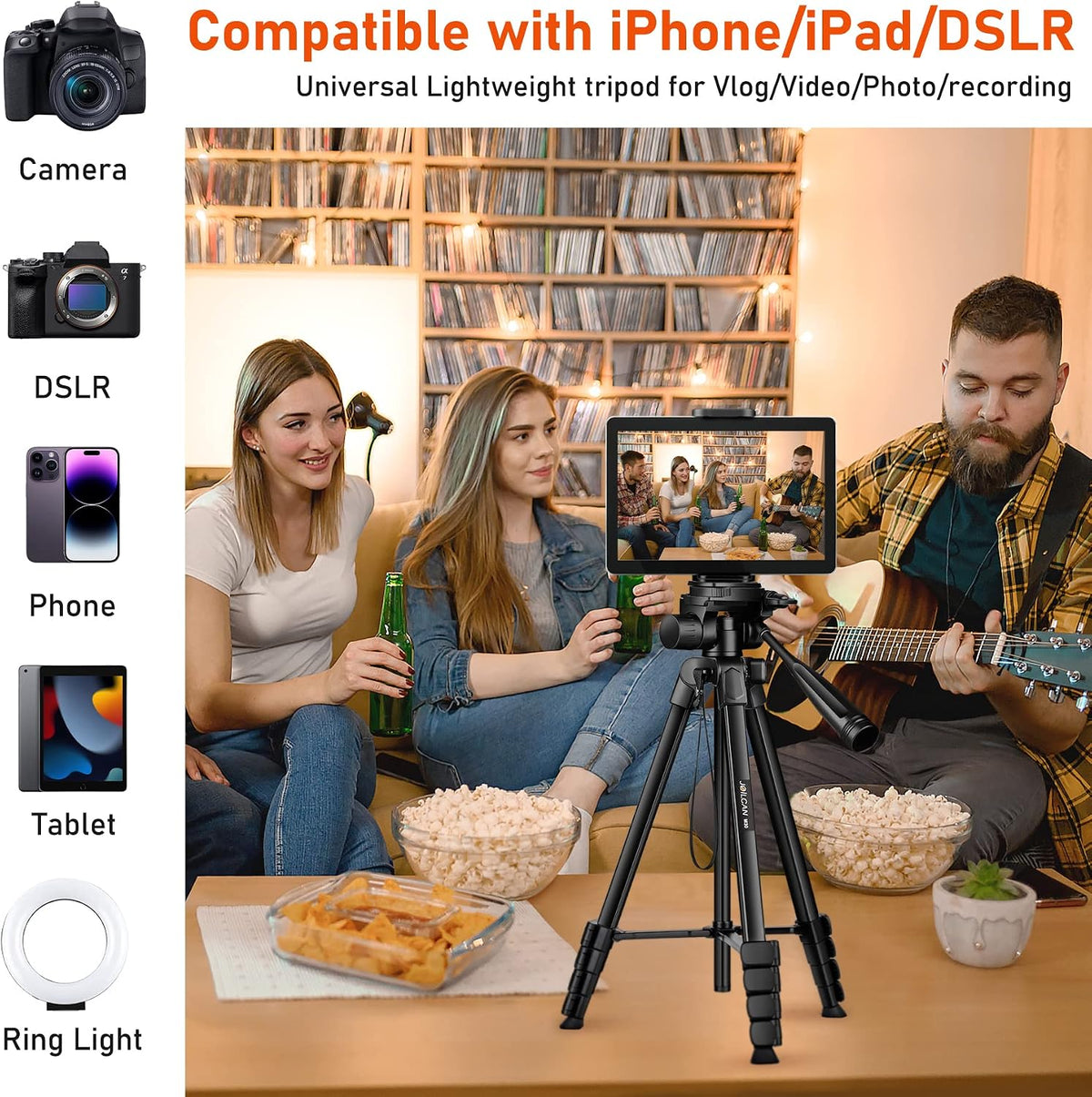 JOILCAN Camera Tripod, 68" Tablet Tripod Stand for Phone Camera