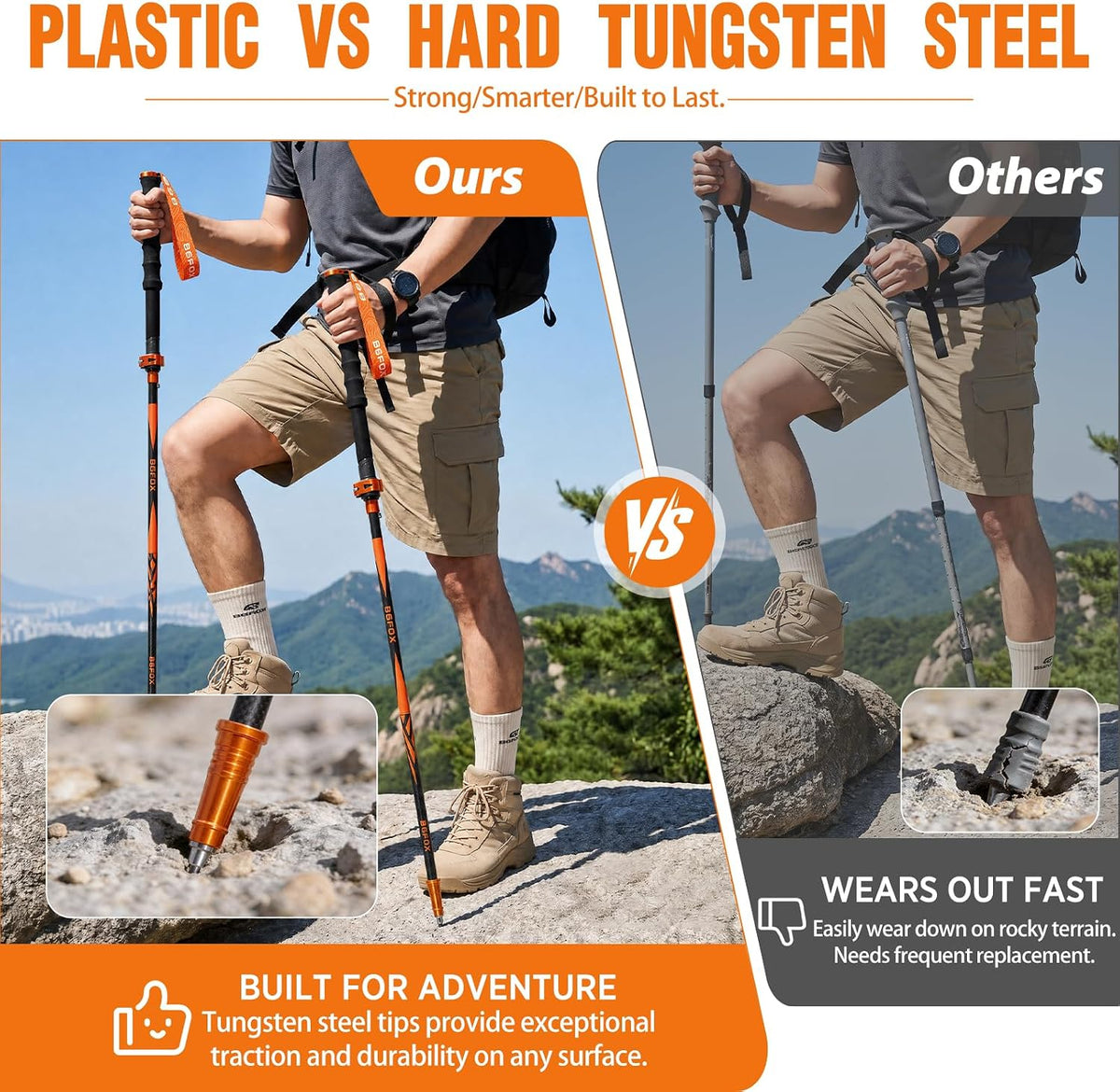 3K Carbon Fiber Trekking Poles for Hiking,Lightweight Walking Sticks