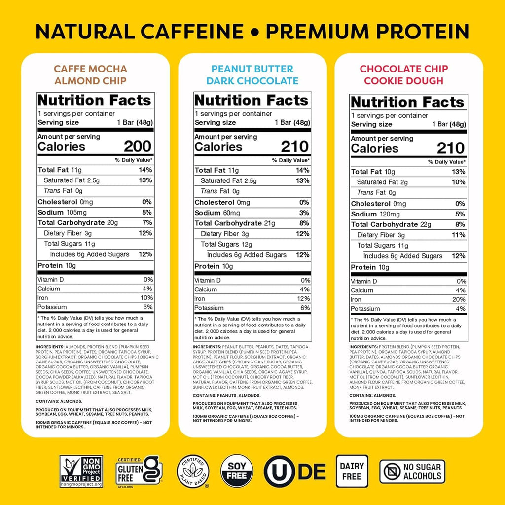 QES Energy Bars, Chocolate Fix 12-Pack, Caffeine, 10g Protein, Gluten Free