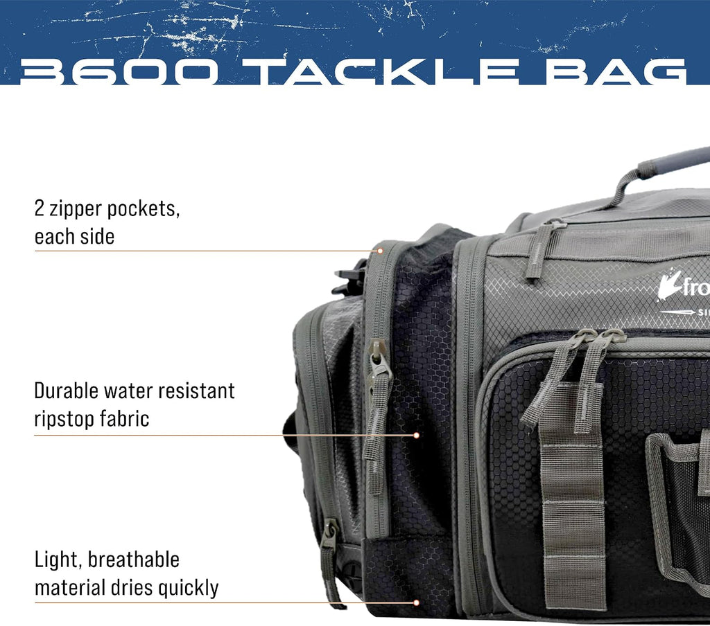 FROGG TOGGS Heavy Duty Fishing Tackle Duffle Bag, Black, 3600