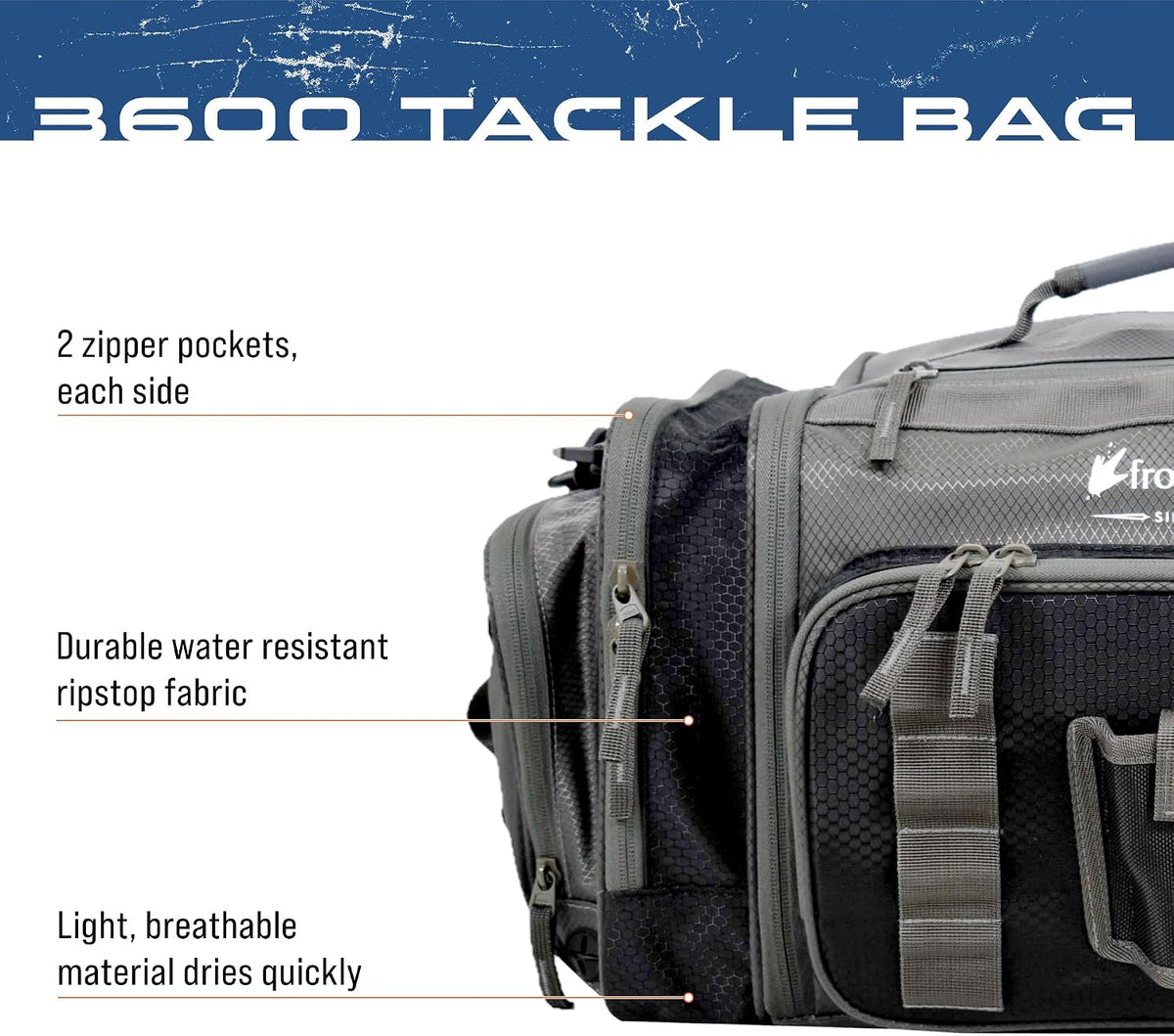 FROGG TOGGS Heavy Duty Fishing Tackle Duffle Bag, Black, 3600