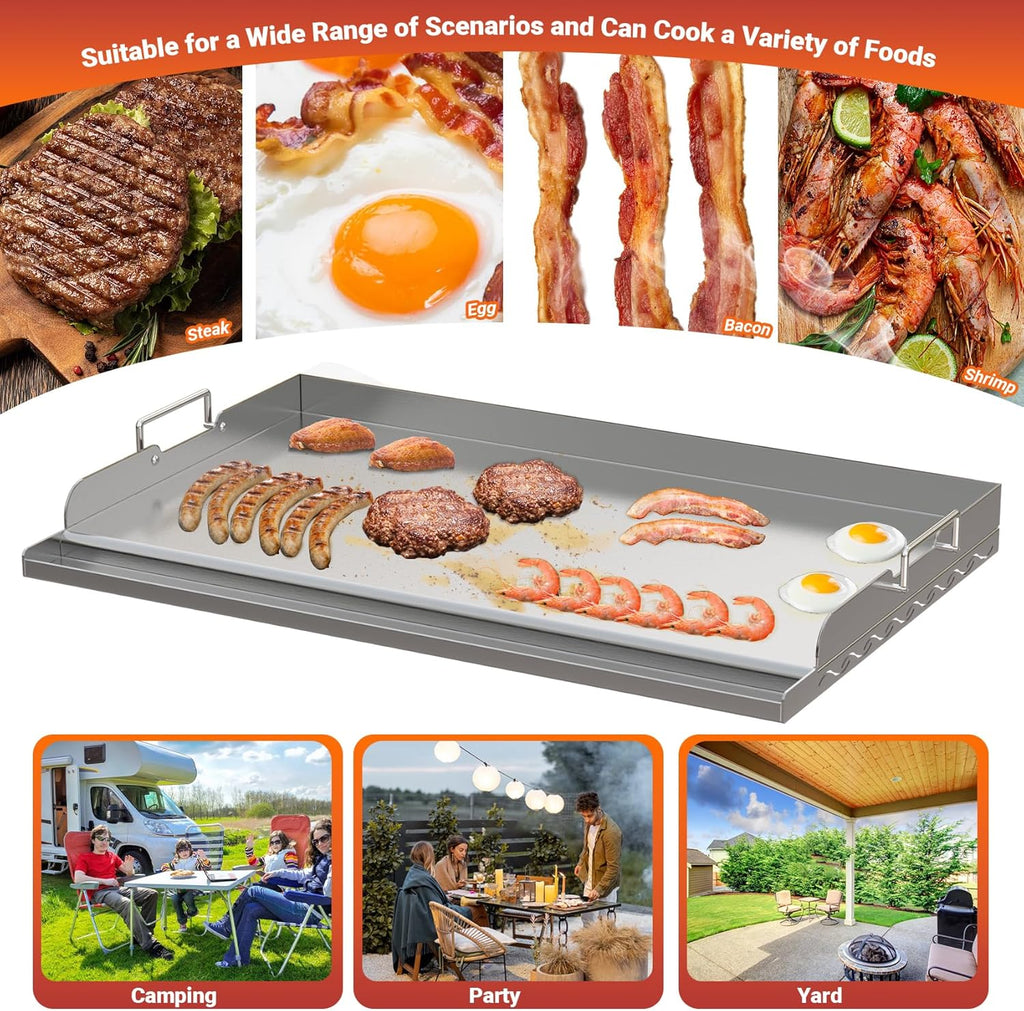 Skyflame 25x16 Inch Stainless Steel Griddle for BBQ and Flat Top Grill