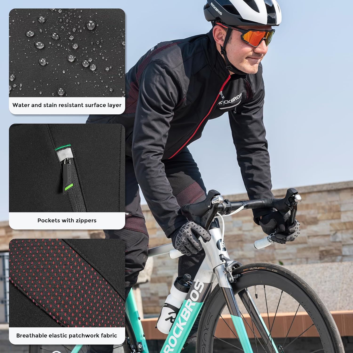 ROCKBROS Winter Cycling Pants for Men Windproof 3-Layer Warmth Road Bike