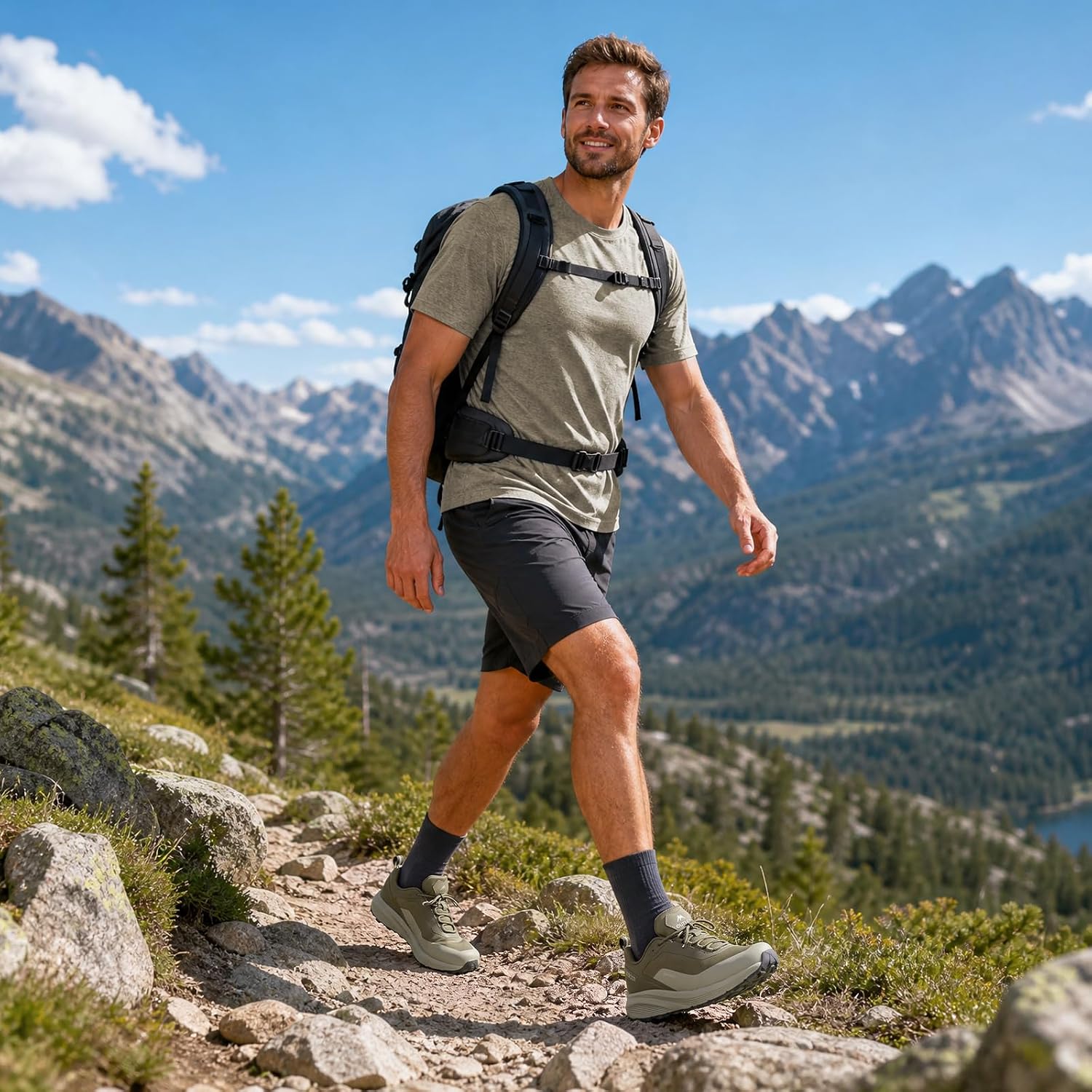 Men's Waterproof Hiking Shoes Lightweight Breathable Anti Slip Outdoor Shoes
