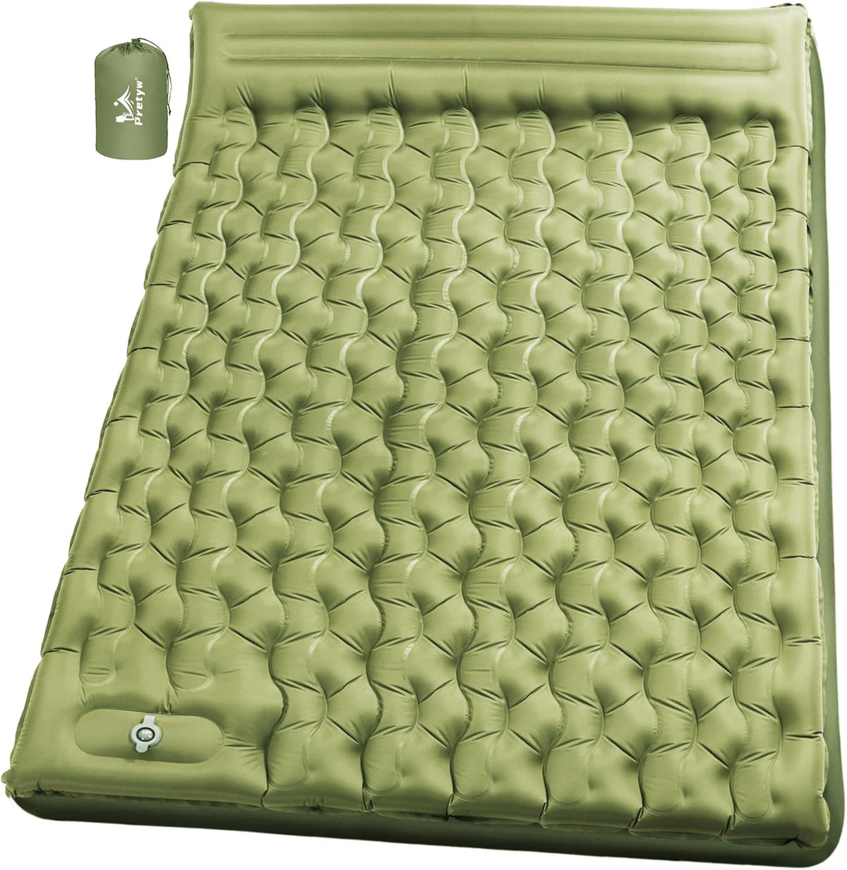 Double Camping Pad 5.5" Ultra-Thick with Pillow & Built-in Foot Pump