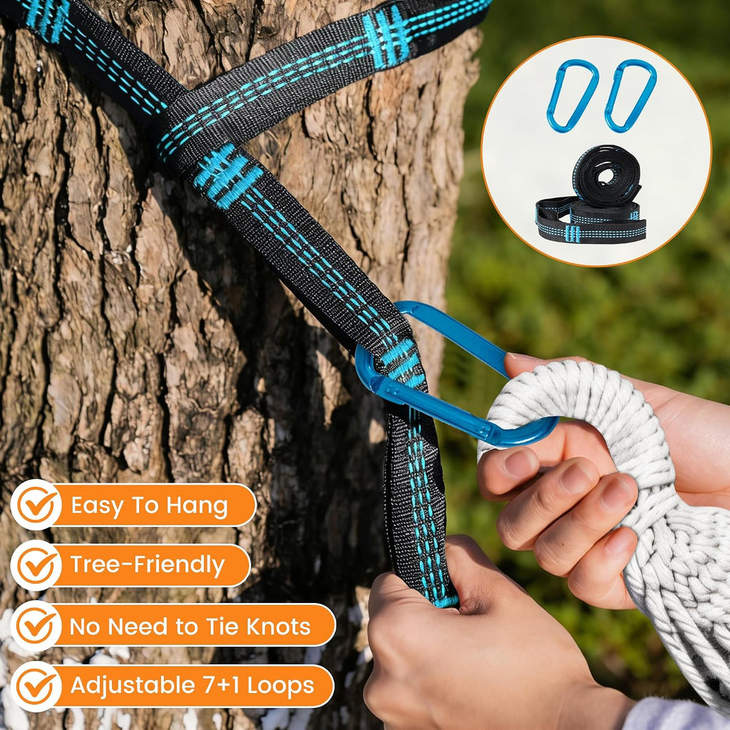 Lazy Daze Cotton Camping Hammock, Double Hammock with 55" Spreader Bar