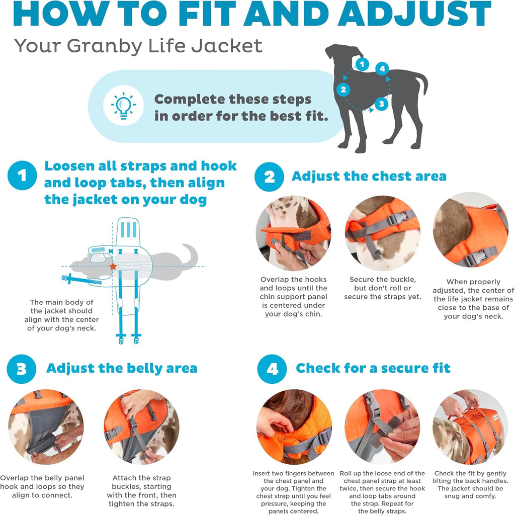 Outward Hound Granby Splash Dog Life Jacket, Life Vest, Orange, Small