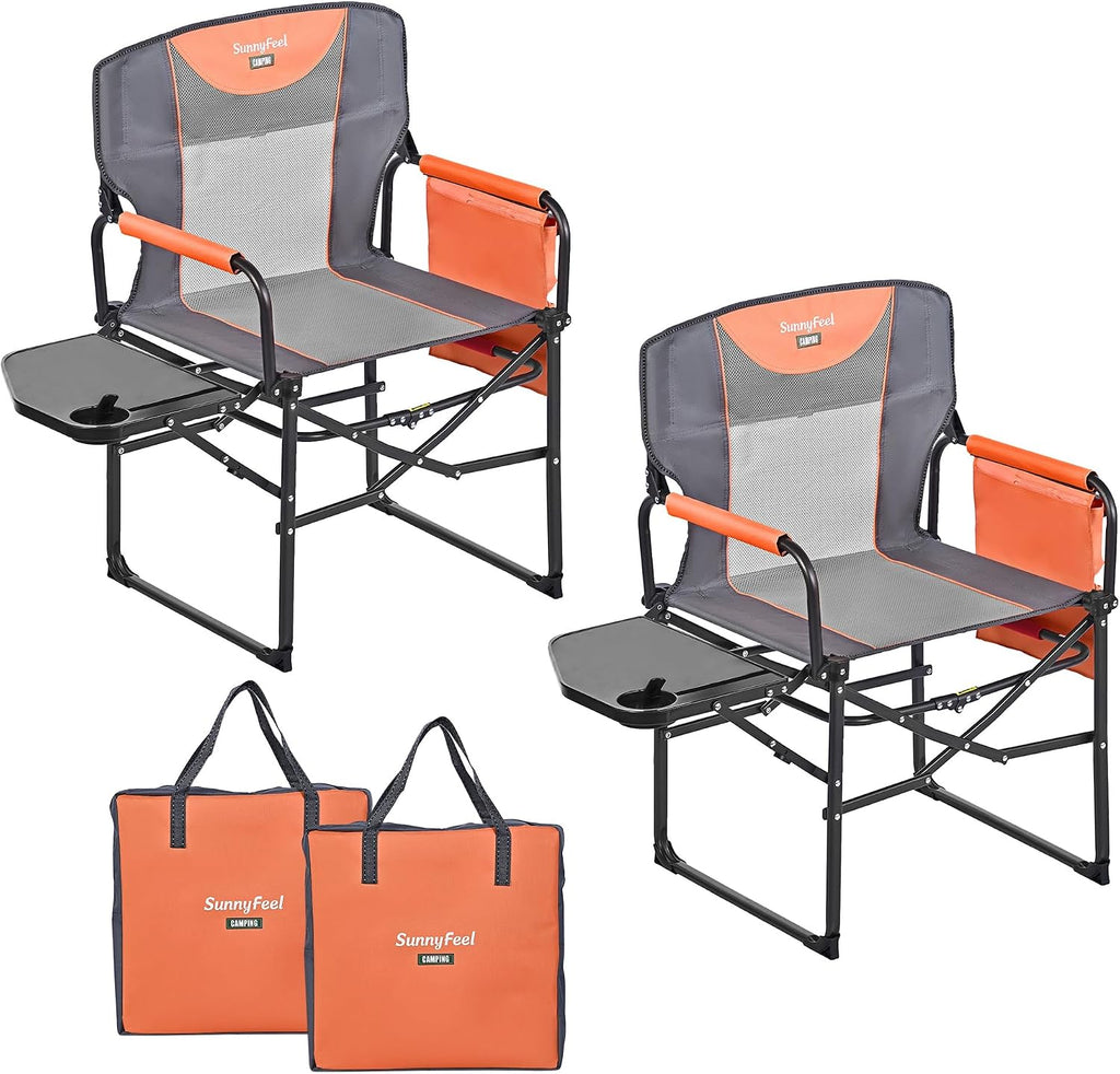 SUNNYFEEL Oversized Camping Chair Portable Directors Chairs with Side Table