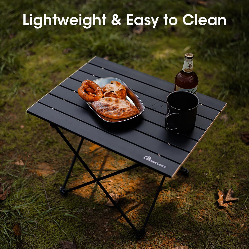 MOON LENCE Ultralight Folding Camping Table, Compact,Portable with Carry Bag, for Outdoor Cooking, Picnic, Camp, Boat, Travel (Black, Gold Side-S)