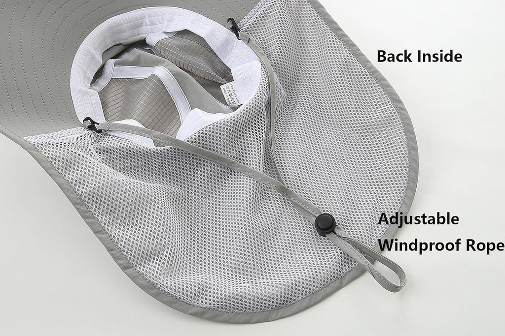 UV Sun Protection Hat Women Foldable Neck Flap Wide Brim Fishing Hat with Ponytail Hole for Women