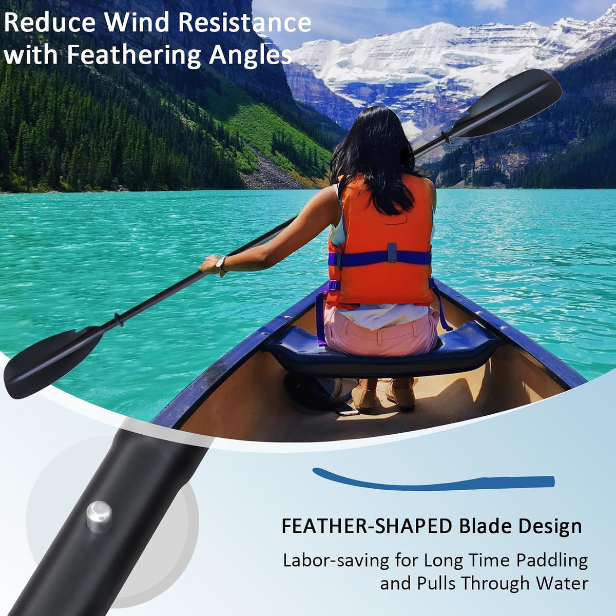 KOETSU Kayak Paddle Aluminum 4-Piece Adjustable Double-Sided Paddle with Replaceable Blades, Lightweight & Floating, for Recreational & Fishing Kayaks