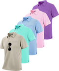 SCODI 5 Pack Mens Pocket Polo Shirts Short Sleeve Golf Casual Work T-Shirt