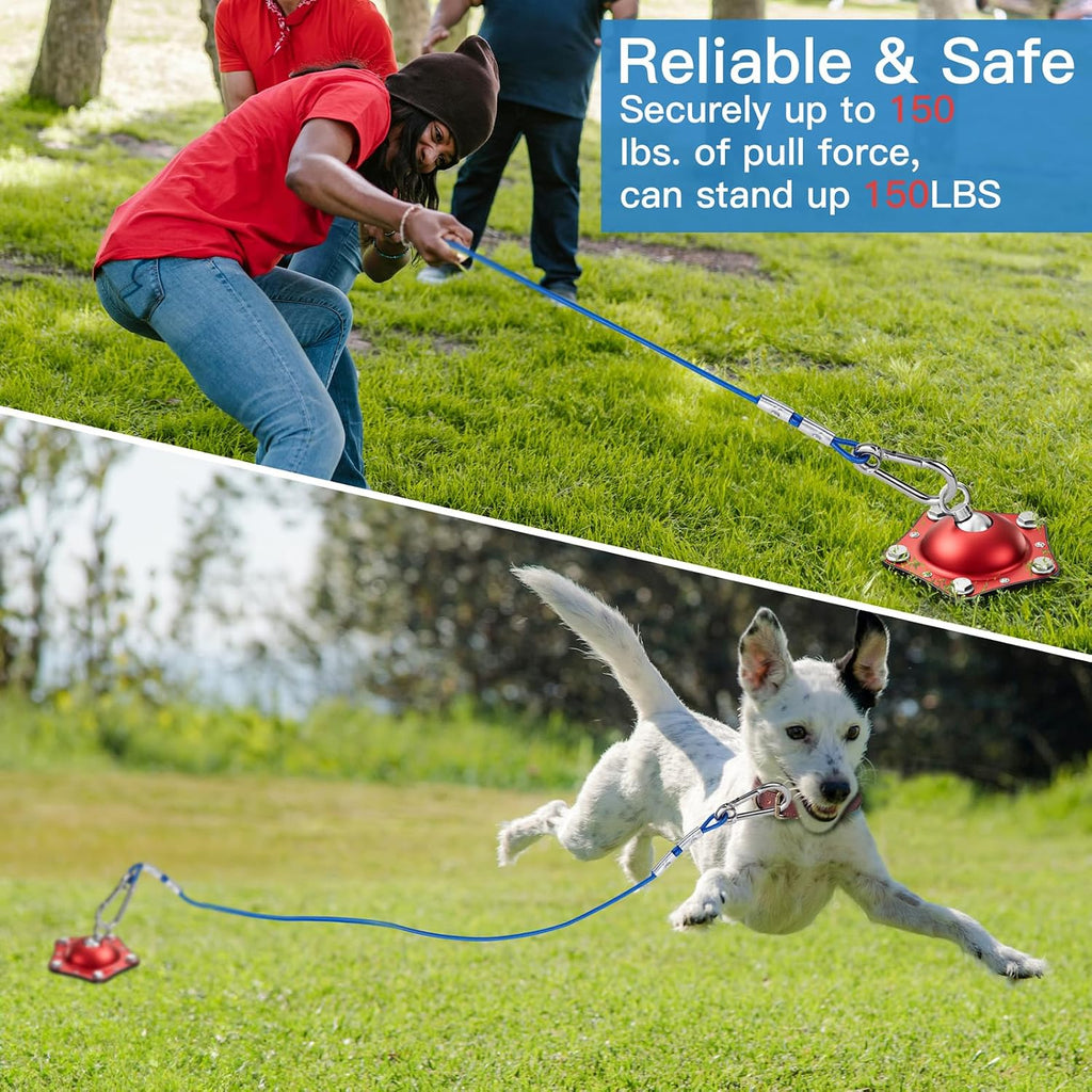 Dog Tie Out Cable and Stake for Outside Camping, 360°Swivel Dog Anchor, with 30FT Heavy Duty Cable,Dog Runner Can Hold Up to 150 LBS Dogs,Suitable for Any Dog Tie Out Cable or Yard Leash