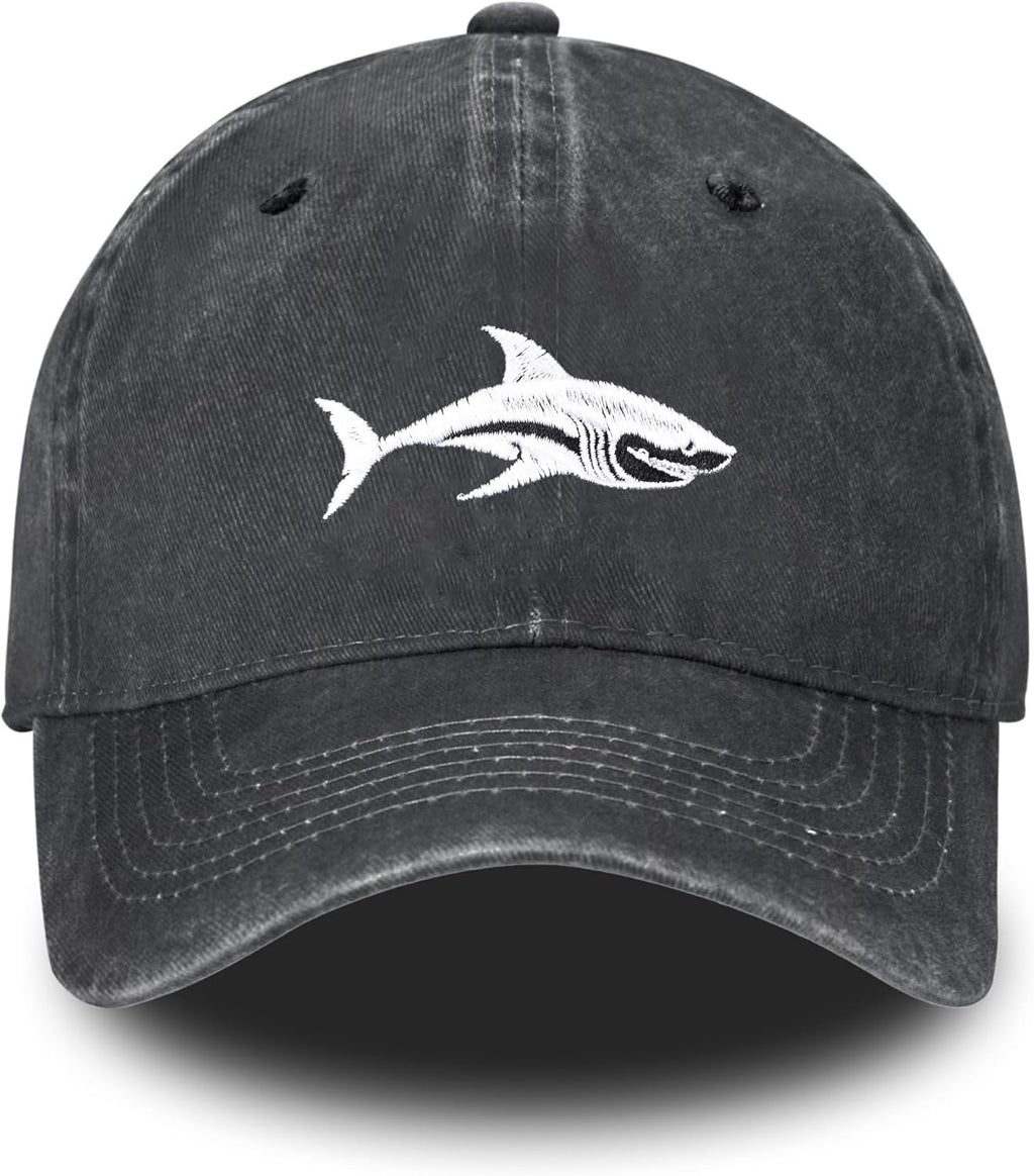 Embroidered Baseball Cap Adjustable Vintage Washed Distressed Denim Baseball Hat for Women Men