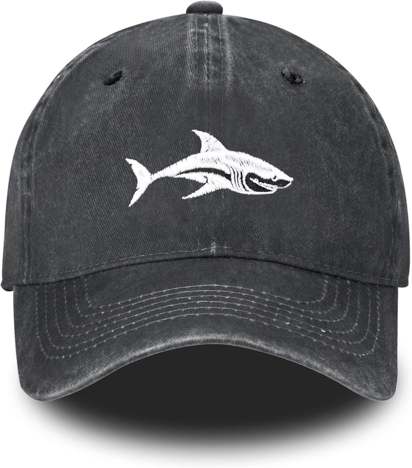 Embroidered Baseball Cap Adjustable Vintage Washed Distressed Denim Baseball Hat for Women Men