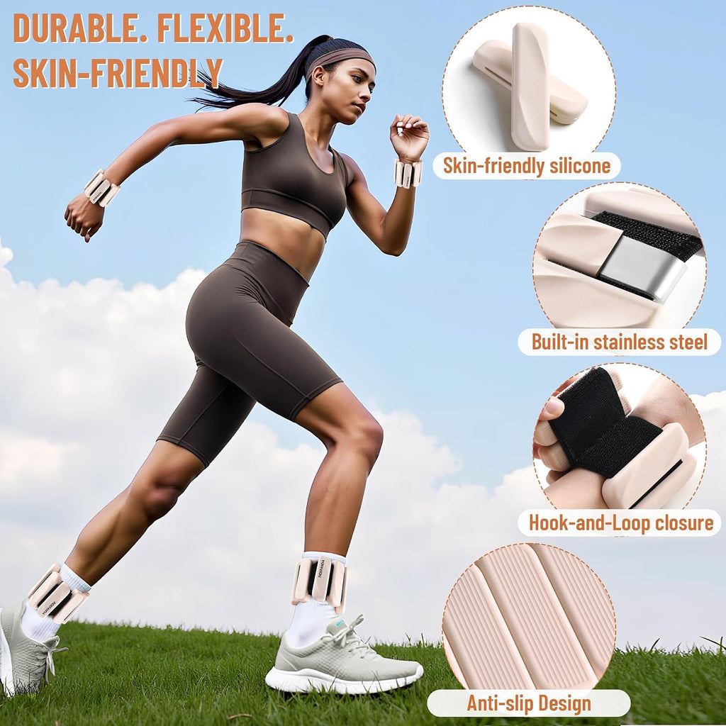 Ankle Wrist Weights for Women 2lbs/4lbs Pairs Adjustable Silicone Weights