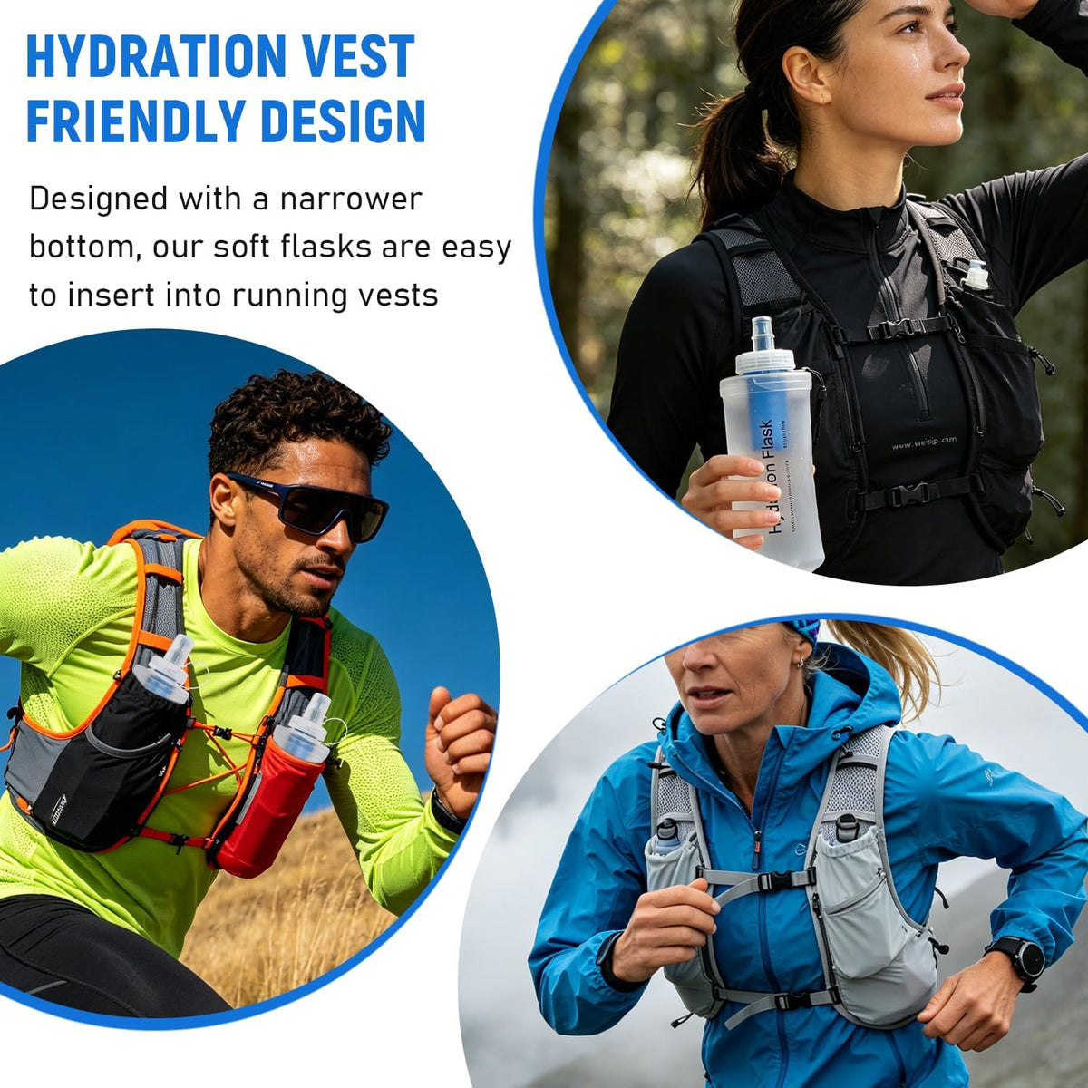 1L Collapsible Water Bottle with Filter for Hiking Backpacking(White)