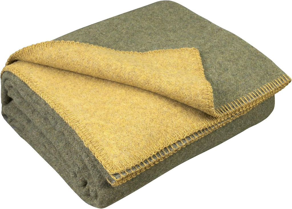 Merino Wool Outdoor Blanket, Travel & Camping Reversible Throw, 51 x 67 in