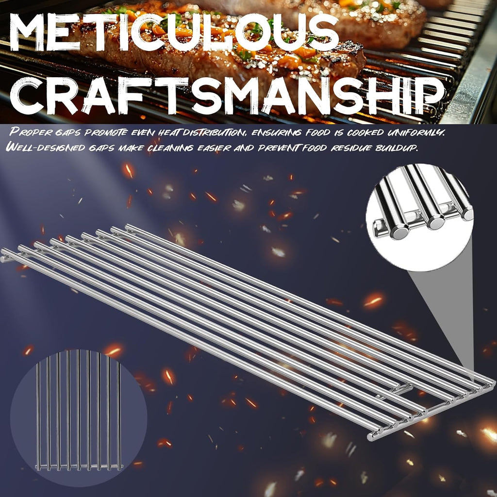 4 Pack 8mm Stainless Steel BBQ Cooking Grill Grates Replacement Parts for 16517 Bull 18248 LP,18249 NG,65073 L60000, BBQ Angus 47628, Brahma, Lonstar Select, Outlaw Steer Premium,7 Burner Premium
