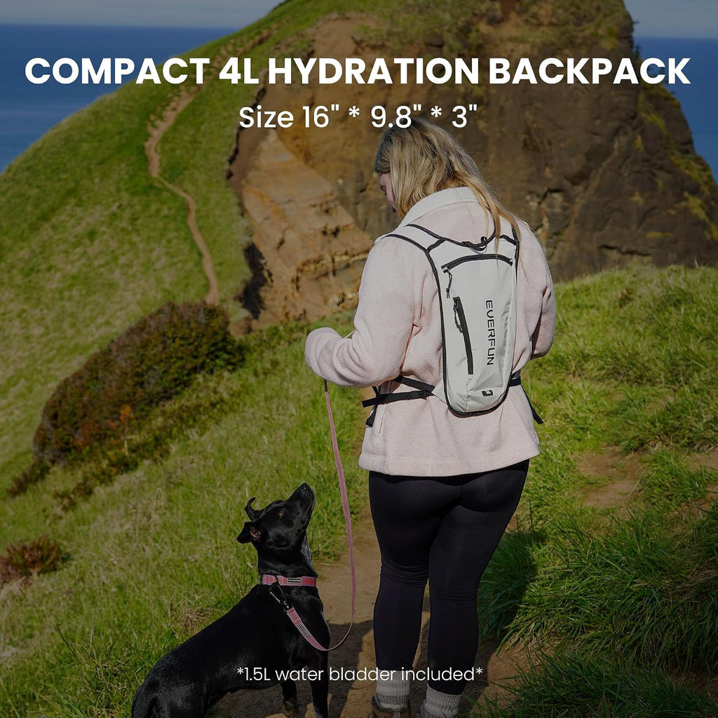 EVERFUN Hydration Backpack Running Vest Small Hiking Water Backpack with 1.5L Water Bladder, Lightweight Reflective Phone Holder Hydro Pack for Trail Running, Biking, Race, Marathons