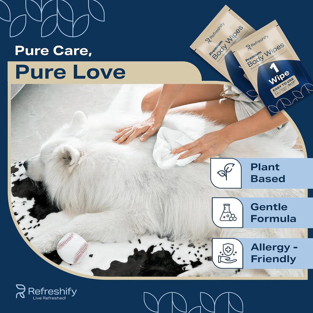 REFRESHIFY Dog Wipes for Paws and Butt - Coconut Scented (Pack of 400) - Pet Wipes for Dogs and Cats - Deodorizing Non Toxic Dog Wipes, +12 Additional Travel Wipes