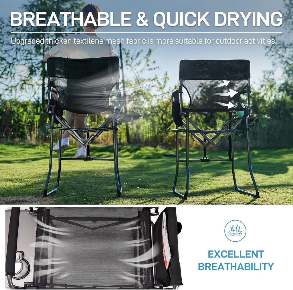EVER ADVANCED Portable 30.7" Seat Height Tall Camping Directors Chair