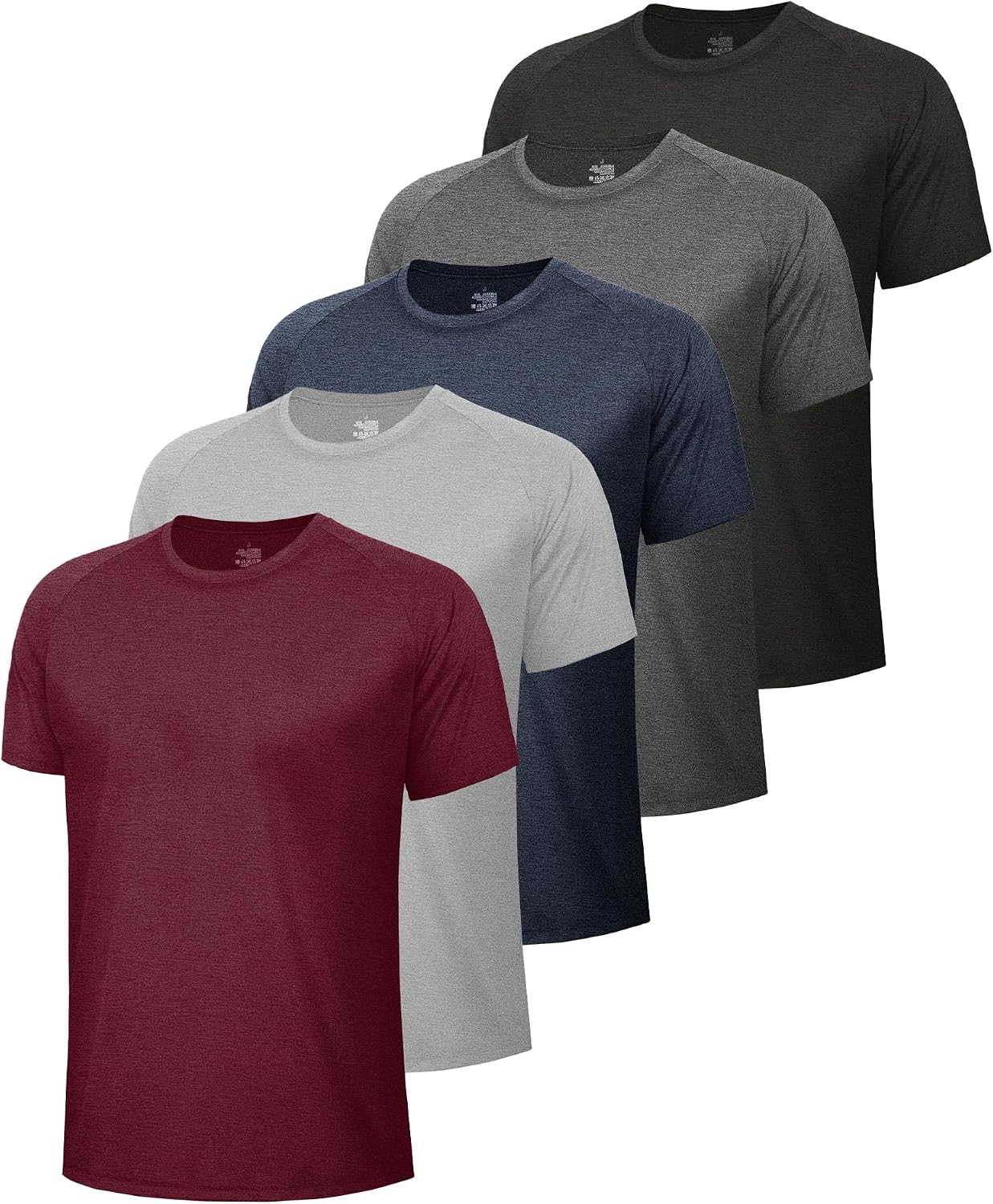 BOOJO 3 Pack Workout Mens Shirts - Quick Dry Causal Moisture Wicking Gym Athletic Short Sleeve T-Shirts for Running Sport