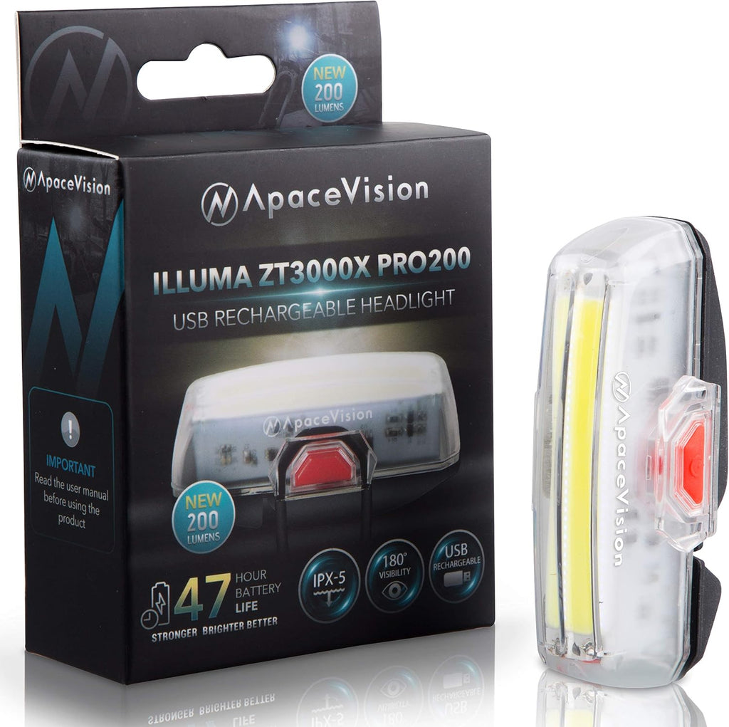 Bike Front Safety Light - 200 Lumens USB Rechargeable LED Bicycle Headlight