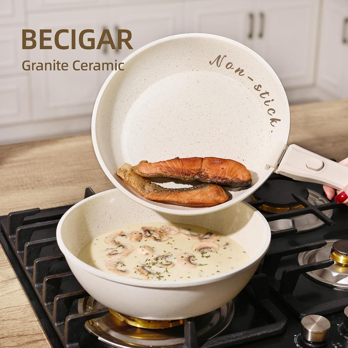 BECIGAR 24PCS Ceramic Pots and Pans Set