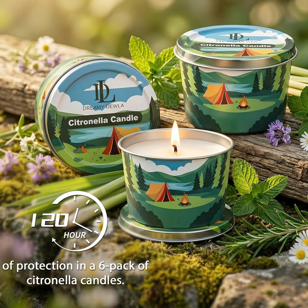 DL DREAMY DEWLA Citronella Candles Outdoor, Soy Wax 2.2 oz 6 Pack