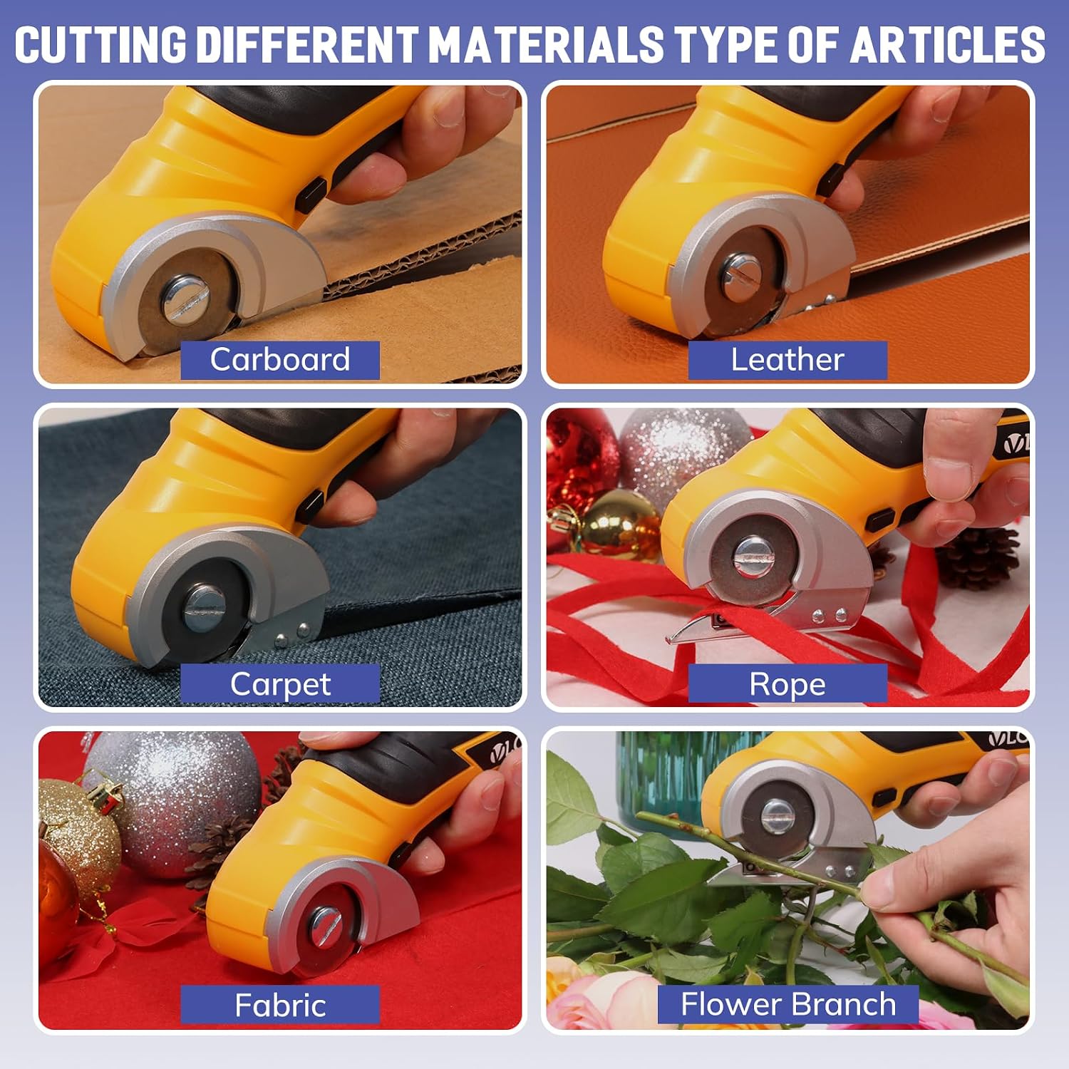 VLOXO Cordless Electric Scissors Cardboard Cutter with Safety Lock