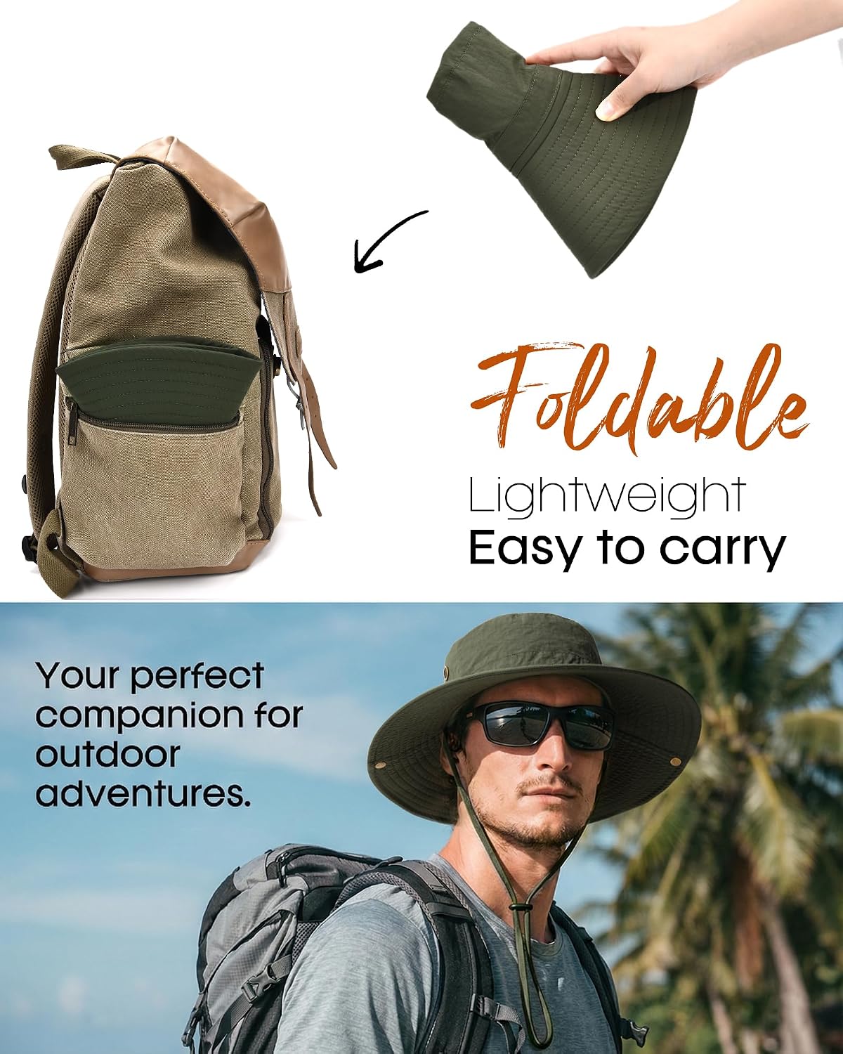 FURTALK Sun Hats for Men Fishing Hat UPF Protection Wide Brim Bucket Hat