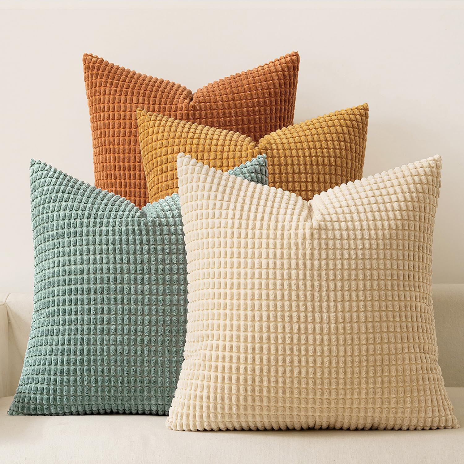 MIULEE Boho Decorative Pillow Covers 18x18 Inch Set of 4 Forest Green