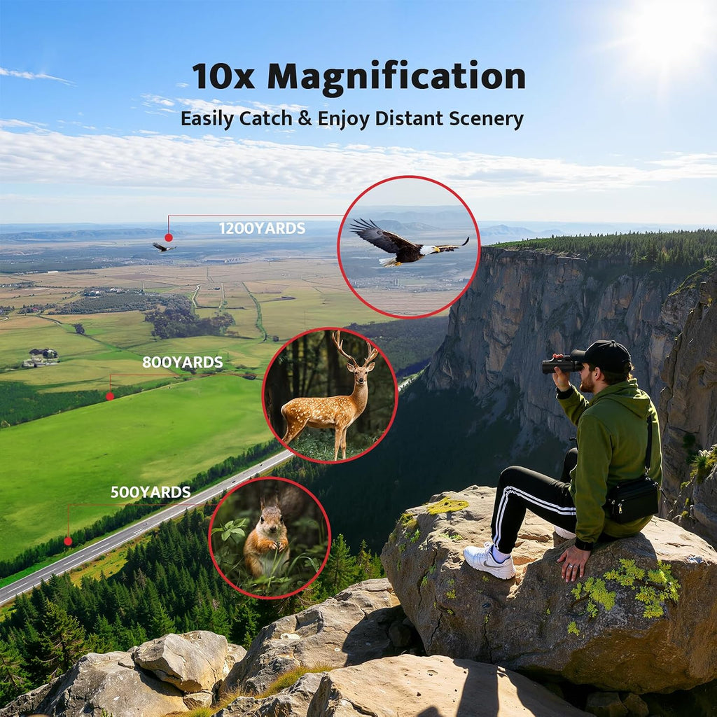 Monocular Telescope, 10x42 Monocular for Adults, BAK4 Prism & FMC Lens Monoculars for Adults High Powered, Waterproof Portable Monocular with Hand Strap for Bird Watching, Camping, Travel