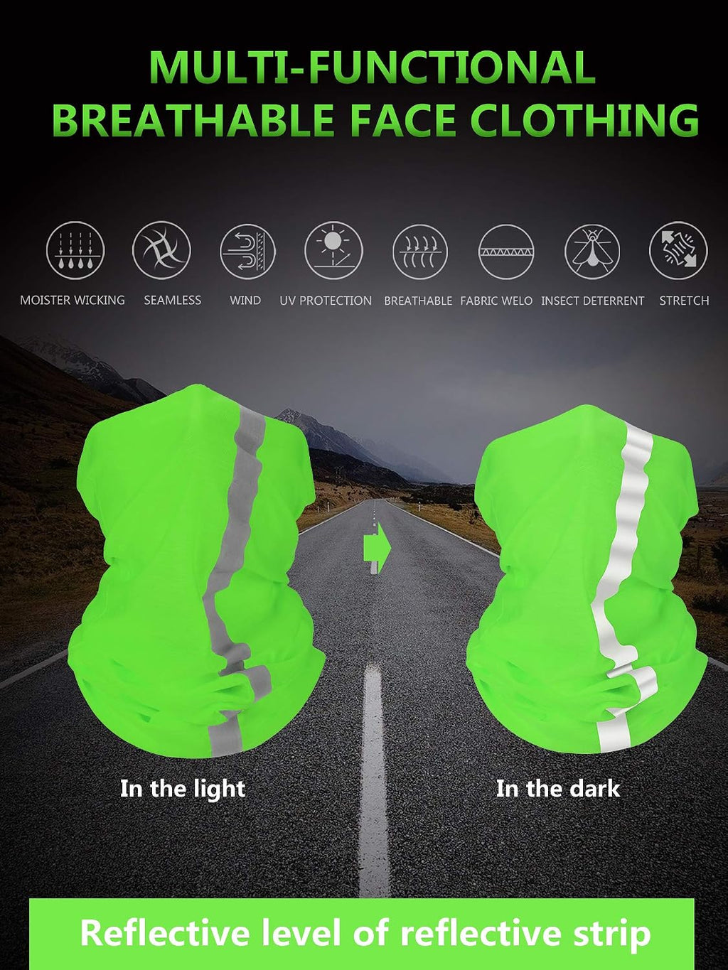 SATINIOR 8 Pack Reflective Neck Gaiters UV Protection Cooling Face Masks