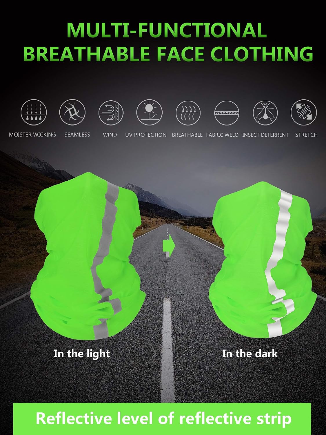 SATINIOR 8 Pack Reflective Neck Gaiters UV Protection Cooling Face Masks