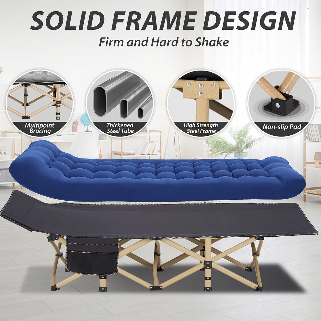 Folding Camping Cot with Mattress for Adults,28" Wide,600LBS