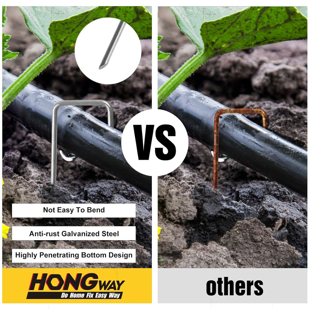 HongWay 240 Pack Landscape Staples 6 Inch, Galvanized Garden Stakes