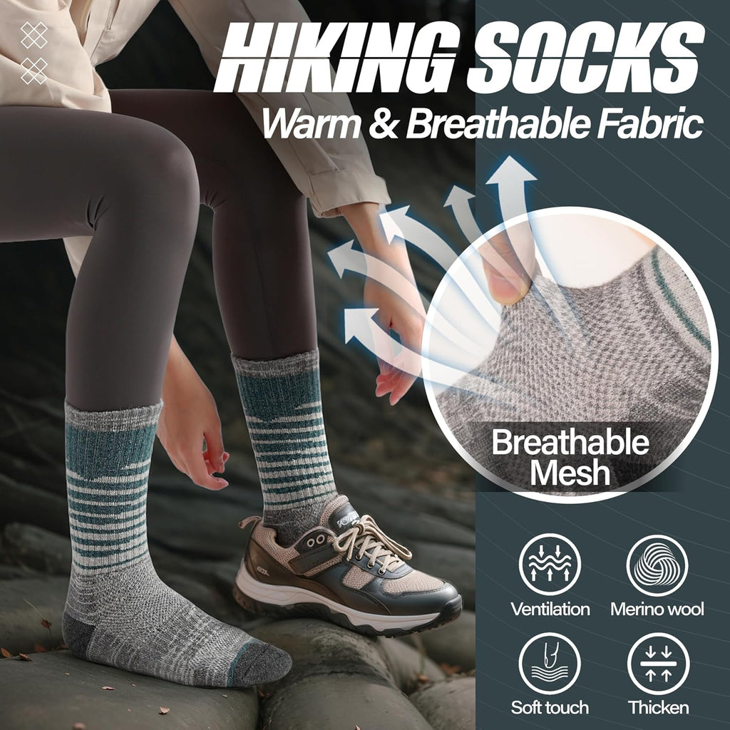 ANTSANG Merino Wool Hiking Socks, Maximum Breathability, for Men and Women