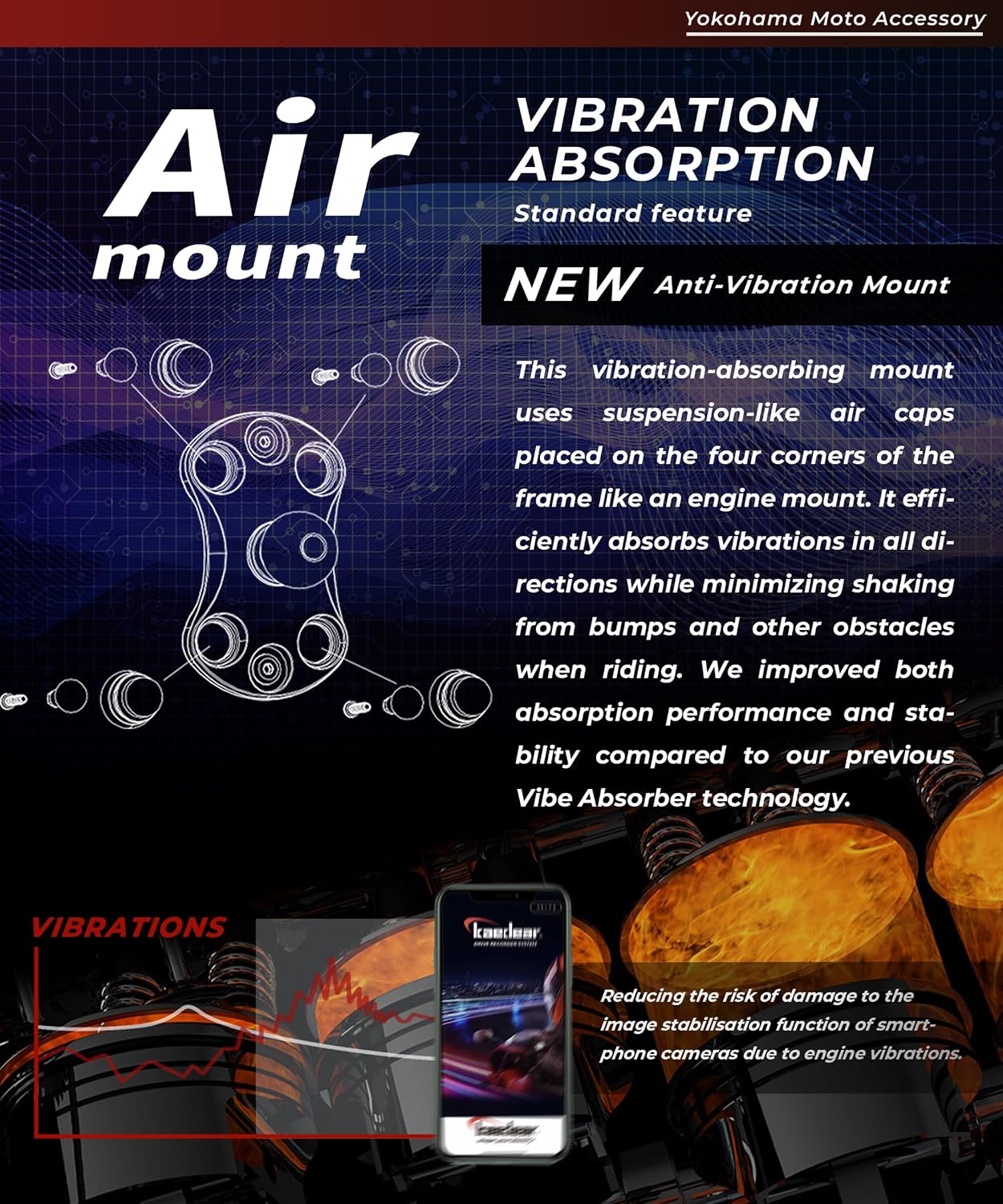 Kaedear Vibration-Resistant Motorcycle Phone Mount, KDR-M26C