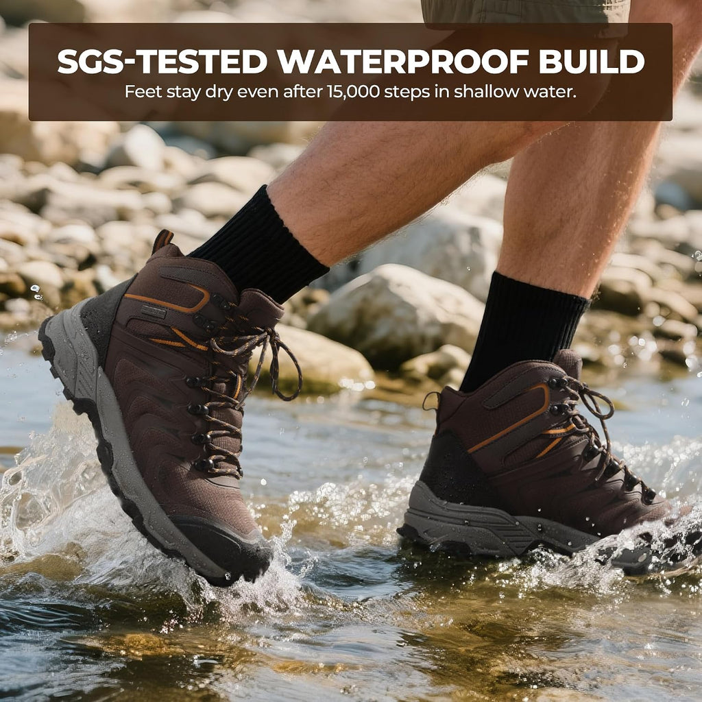 NORTIV 8 Men's Waterproof PRO Hiking Boots Outdoor Lightweight Non-Slip Arch Support Trekking Camping Ankle Boots Armadillo Update