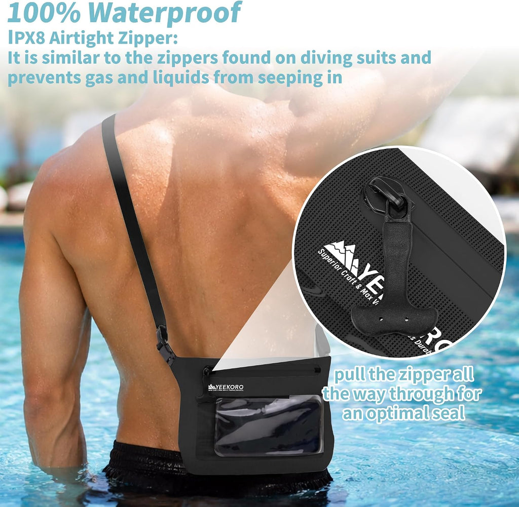 Phone Pouch, IPX8 Waterproof Reusable Fanny Pack,Large Dry Bag
