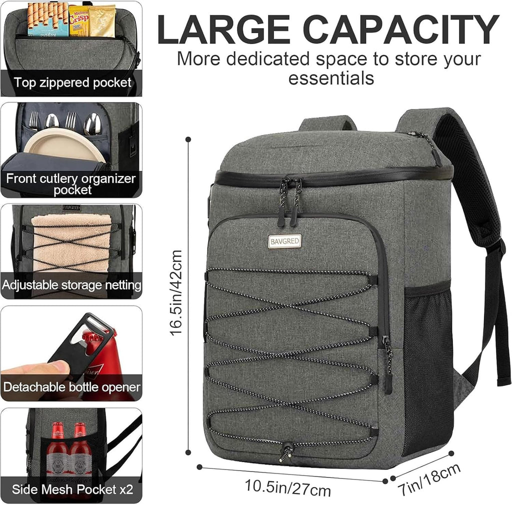 Cooler Backpack Insulated Leak Proof 30 Cans for Men Women,Waterproof Soft Cooler Bag，Lightweight Ice Chest Lunch Backpack for Beach Camping Picnic Travel Worksite Fishing