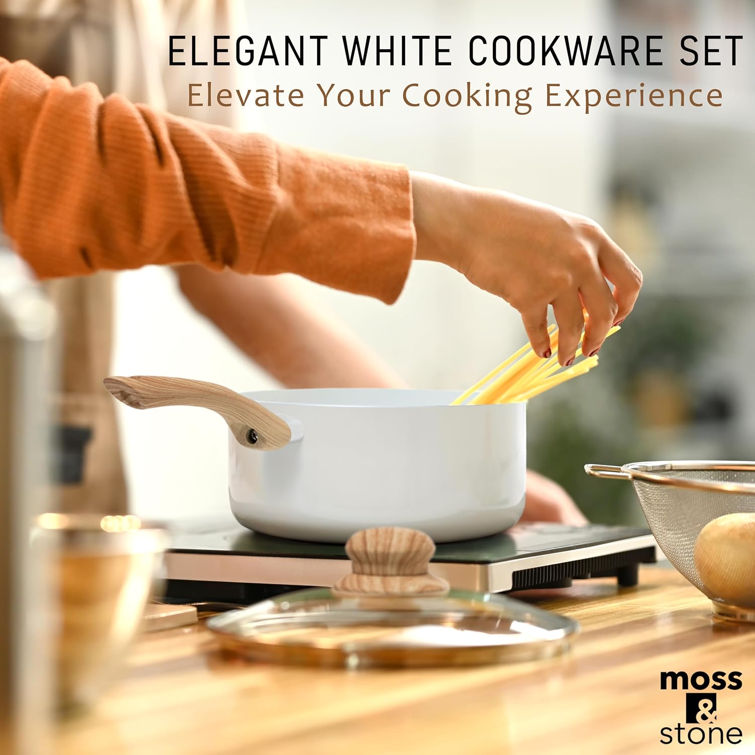 Moss & Stone Pots and Pans Set Nonstick, 6-Piece Induction Cookware Set
