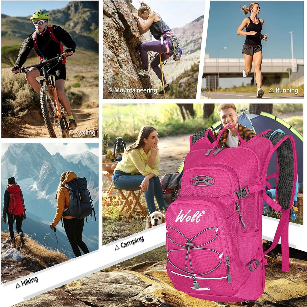 WOLT Hydration Backpack 18L Hiking Water Backpack with 2L Water Bladder for Men Women, Hydration Pack for Running Cycling Biking and Climbing