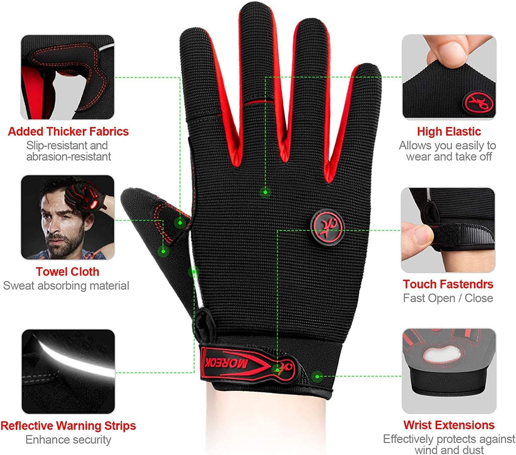 Cycling Gloves Men Women,Touchscreen Full Finger Mountain Bike Gloves
