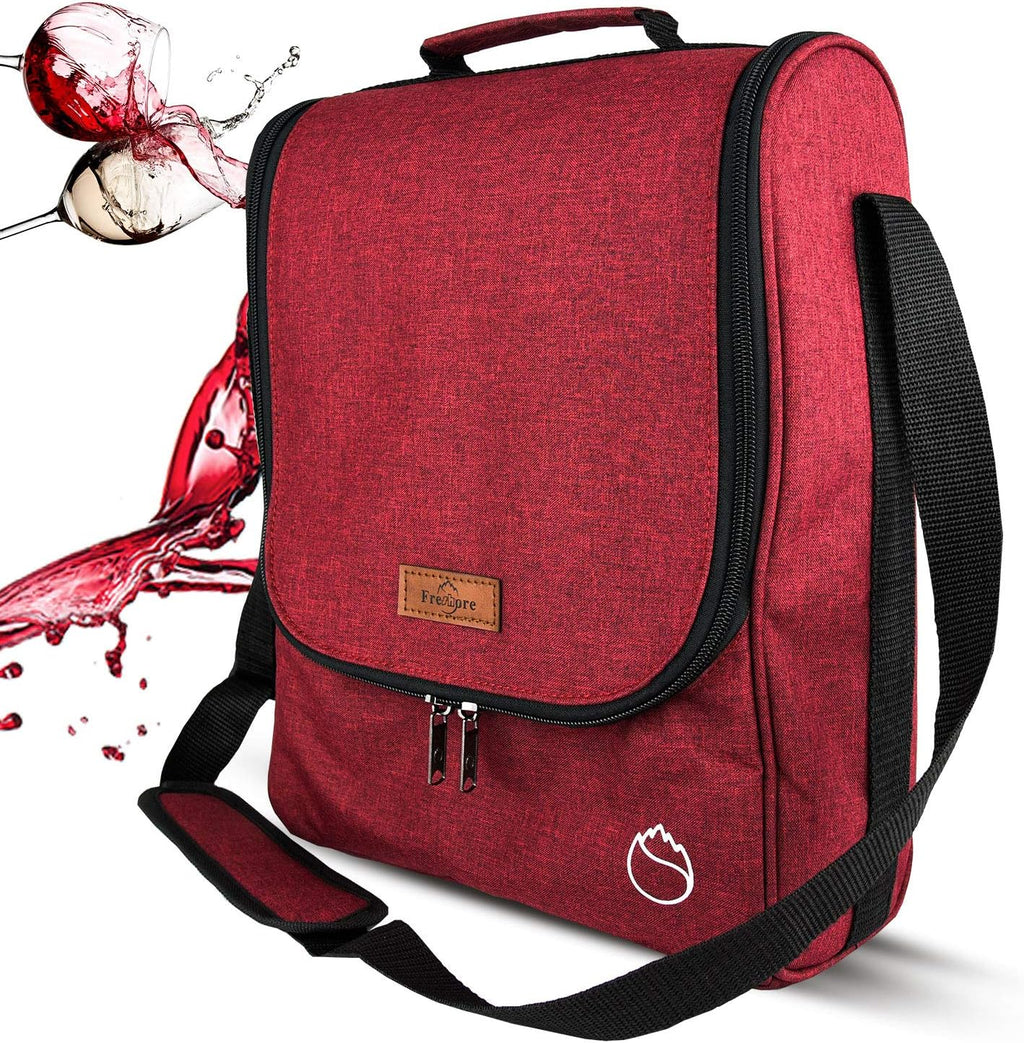 Insulated Wine 3 or 6 Bottle Carriers Tote Travel Cooler Gift Bag For Airplane Liquor With Padded Shoulder Strap