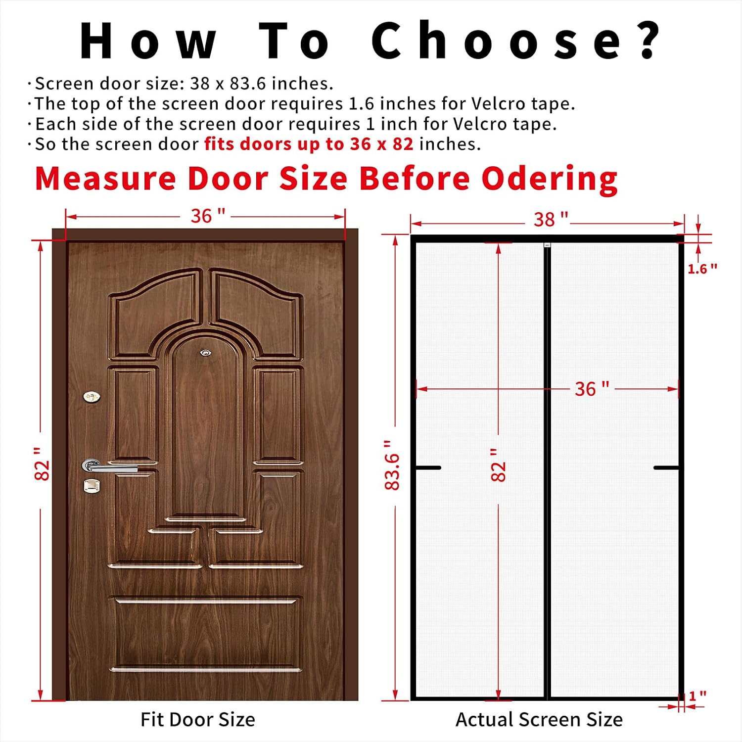 CHIYUNS Screen Door Mesh Magnetic Closure 36 x 82 inch, Self Closing Fiberglass Mosquito Net with Magnet for Doors, Heavy Duty Bug Fly Screens Curtain for Doorway, Keep Bugs Out, Pet Friendly