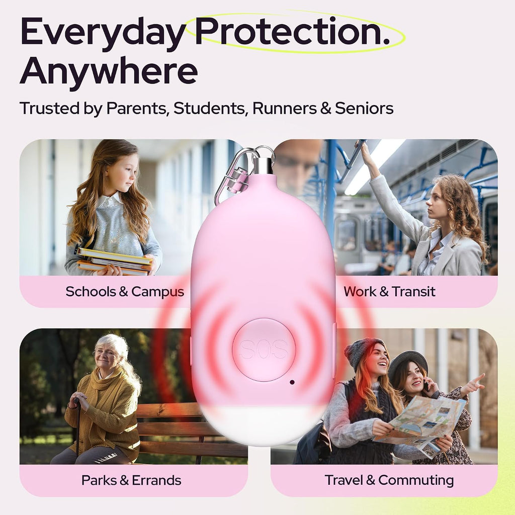 Weten Rechargeable Personal Alarm Keychain - 130dB Siren, LED Light - 3Pack Personal Safety Alert for Women to Carry - Panic Button Alarm for Security - Rape Whistle for Self Defense (Pink&Blue&White)